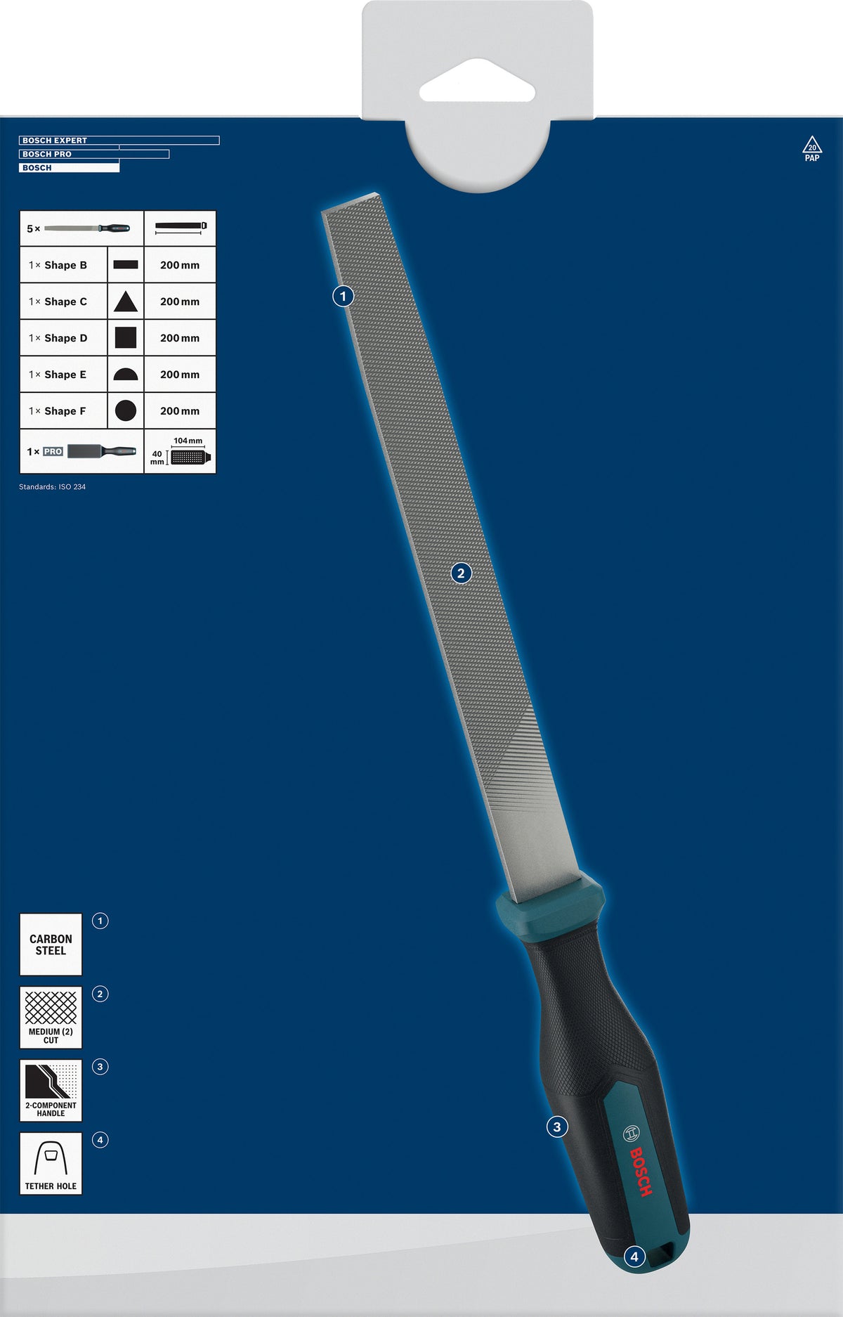 Bosch PRO Feilen- und Feilenbürsten-Set 6-tlg. (inkl. Flachfeile, Halbrundfeile, Rundfeile, Dreieckfeile, Vierkantfeile, PRO Feilenbürste)