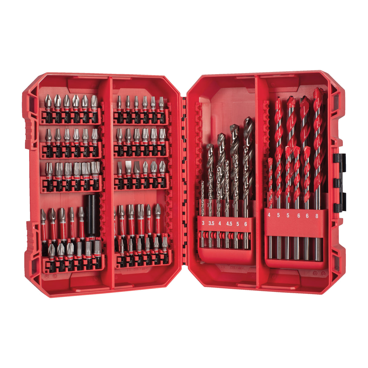 Milwaukee Shockwave Zubehör Set 80-tlg. (Bits 25 mm & 50 mm, Thunderweb Metallbohrer, Premium Betonbohrer, Bithalter, Packout Kassette)