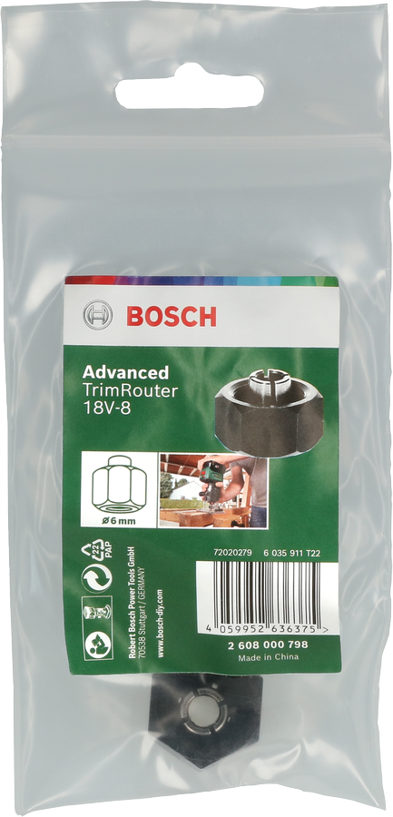 Bosch DIY Spannzange 6 mm mit Überwurfmutter für AdvancedTrimRouter 18V-8