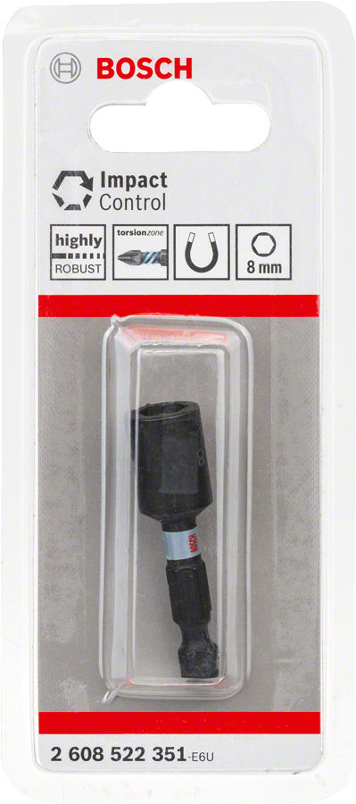 Bosch Impact Control Steckschlüssel SW 8 mm 1/4" 50 mm lang magnetisch Pick&Click