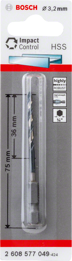 Bosch Impact Control HSS Metallbohrer mit Sechskantschaft Ø 2 - 12 mm für Bohrarbeiten in Metall