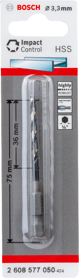 Bosch Professional Impact Control HSS Metallbohrer mit Sechskantschaft Ø 3.3x36x75 mm