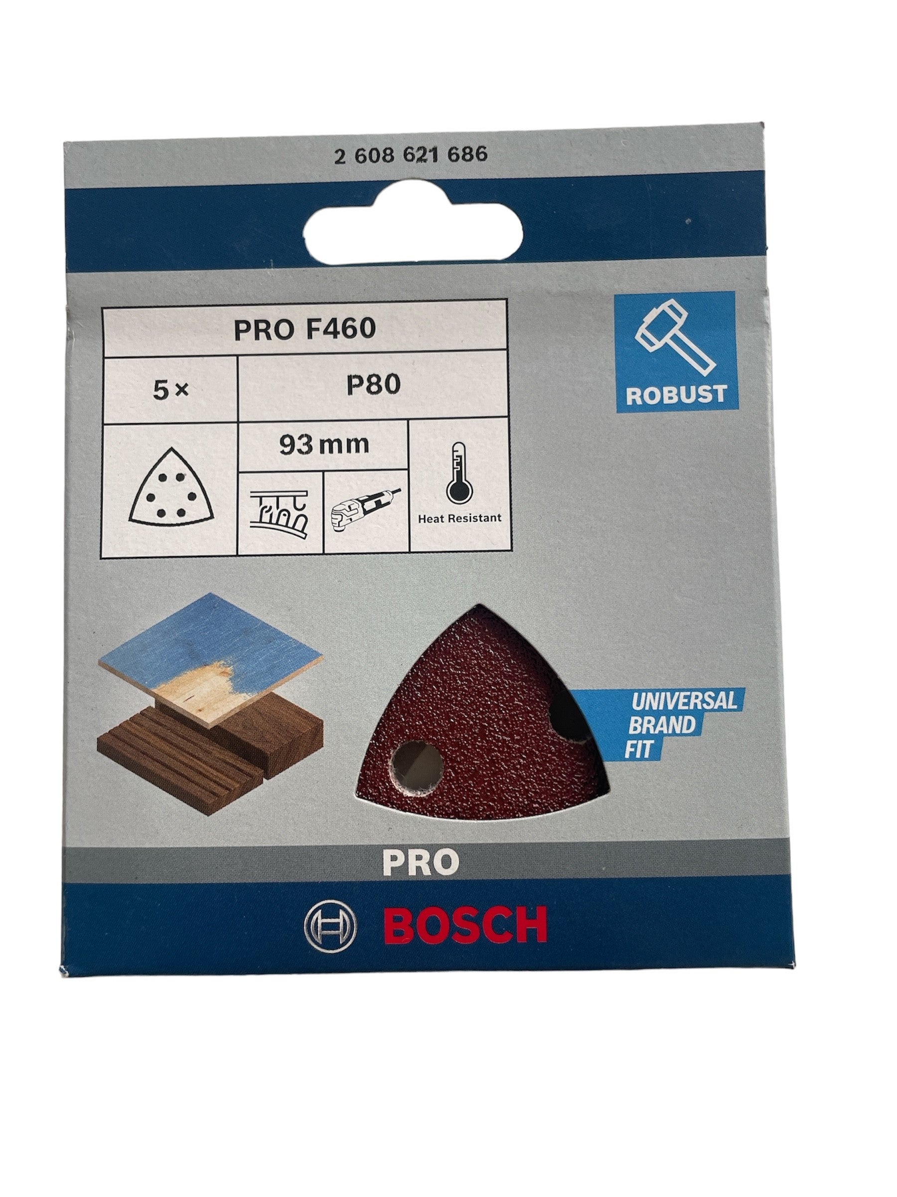 Bosch Pro Schleifpapier F460 BfWP 93x93 mm für oszillierende Multifunktionswerkzeuge und Deltaschleifer