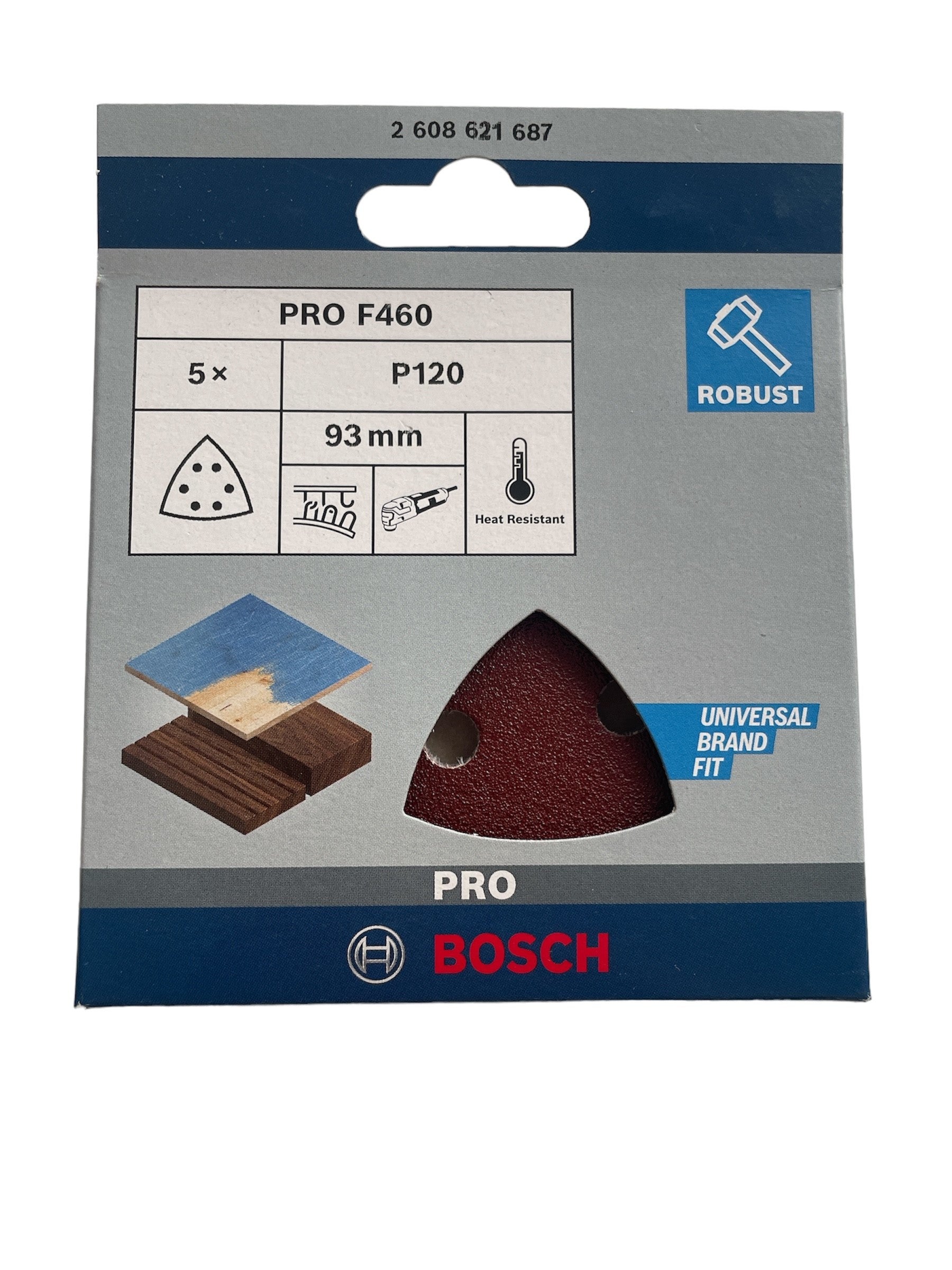 Bosch Pro Schleifpapier F460 BfWP 93x93 mm für oszillierende Multifunktionswerkzeuge und Deltaschleifer