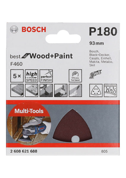 Bosch Pro Schleifpapier F460 BfWP 93x93 mm für oszillierende Multifunktionswerkzeuge und Deltaschleifer