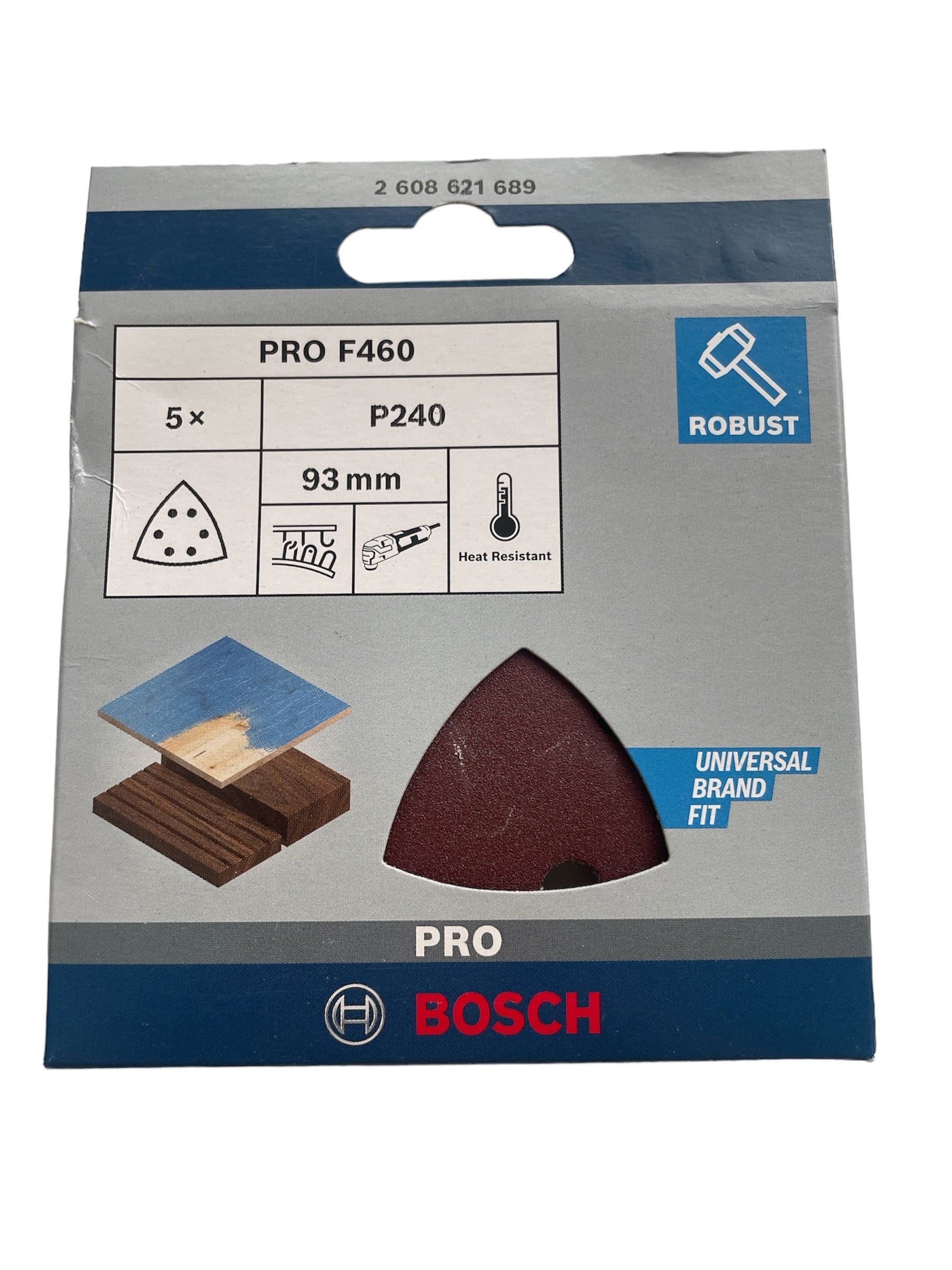 Bosch Pro Schleifpapier F460 BfWP 93x93 mm für oszillierende Multifunktionswerkzeuge und Deltaschleifer