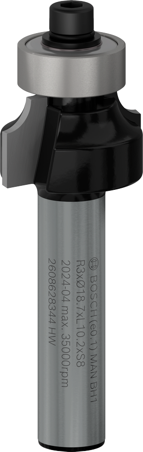 Bosch Pro Abrundfräser 8 mm, R1 3 mm, L 10,2 mm, G 53 mm (2608628344)