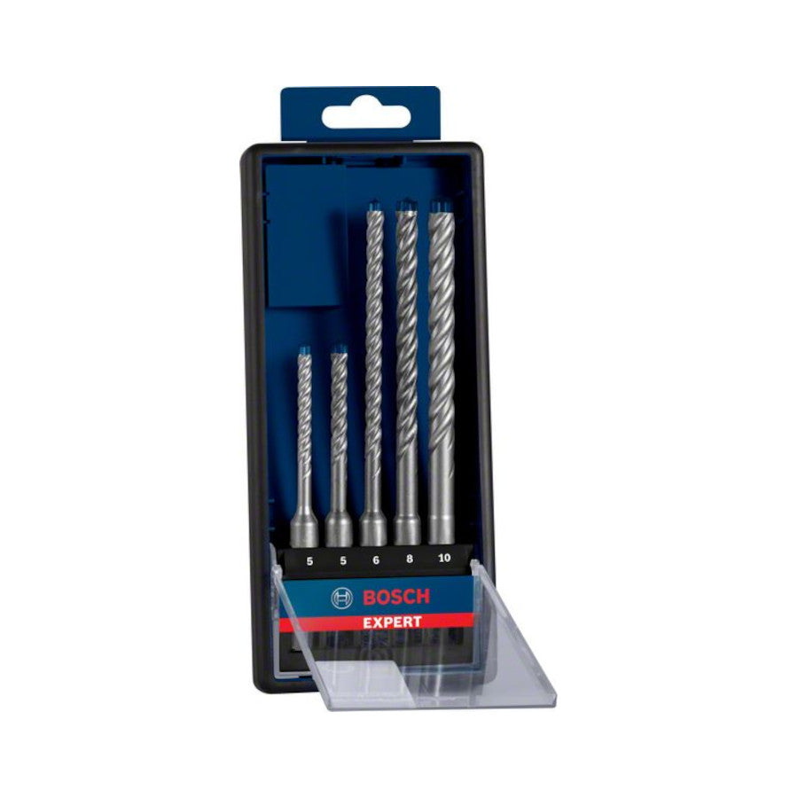 Bosch Expert SDS-plus-7X Hammerbohrer-Set mit 4 Schneiden Vollhartmetalkopf Ø 5/6/6/8/10 mm in Kassette