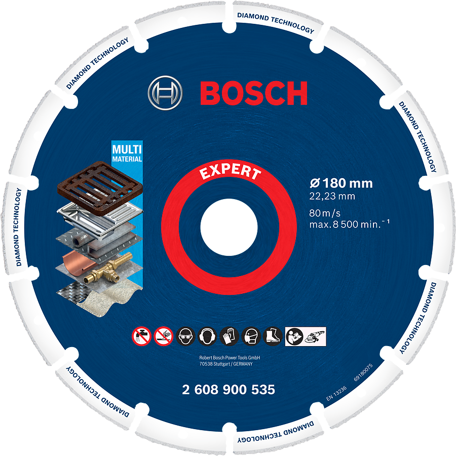 Bosch Expert Diamanttrennscheibe Multimaterial Metal Wheel Ø 180 / 230 x 22.23 mm für Metall Guss