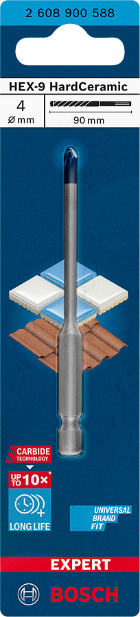 Bosch Professional Expert HEX-9 HardCeramic Bohrer mit Carbide Spitze Ø 4x90 mm