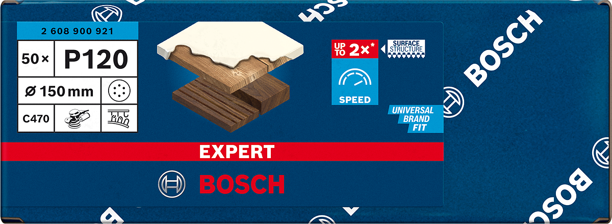 Bosch Expert Schleifpapier mit Klett C470 mit 6 Löchern für Exzenterschleifer Ø 150 mm Körnung 120 50tlg.