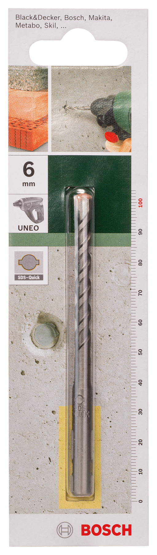 Bosch DIY Uneo Bohrer für Beton/Stein SDS-Quick, Ø 6 x 55 x 100 mm