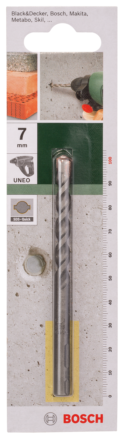 Bosch DIY Uneo Bohrer für Beton/Stein SDS-Quick, Ø 7 x 55 x 100 mm