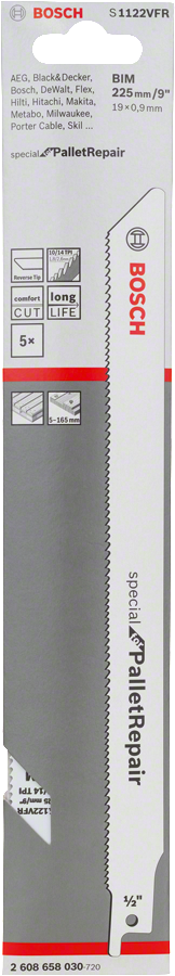 Bosch Säbelsägeblatt S1122VFR (5er Pack, Special for Pallet Repair)