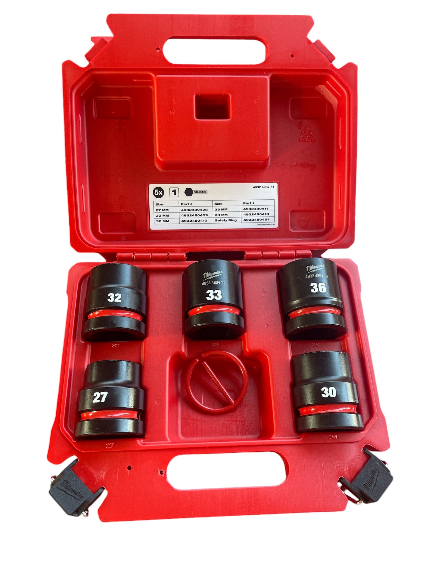 Milwaukee Shockwave Schlagnuss Set 1" 27/30/32/33/36 mm kurz 5 tlg. (4932498751)