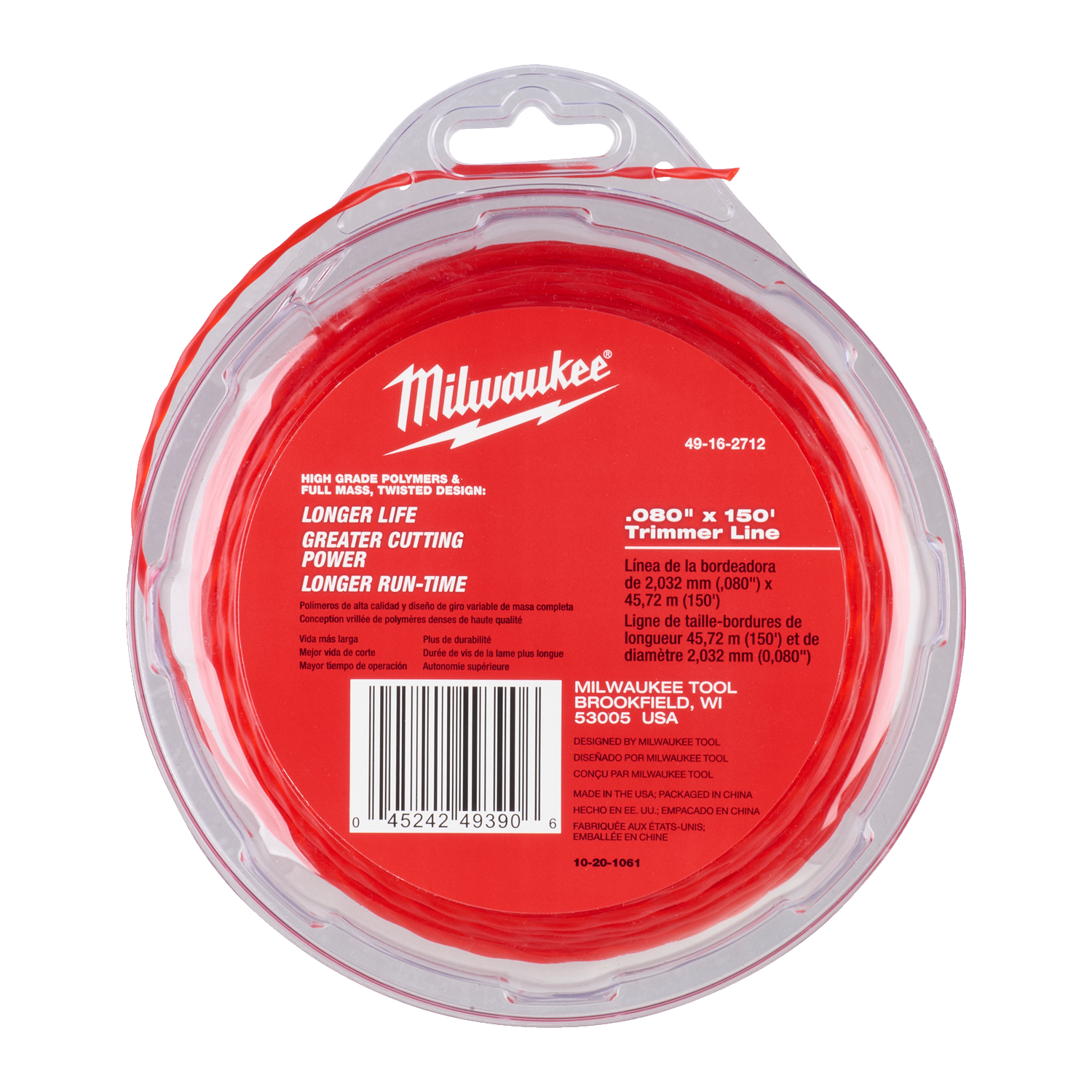 Milwaukee Schneidfaden 45 m, Fadenstärke 2,0 mm (Trimmerfaden z.B. für M18 CLT, M18 BLLT, M18 FOPHLTKIT)