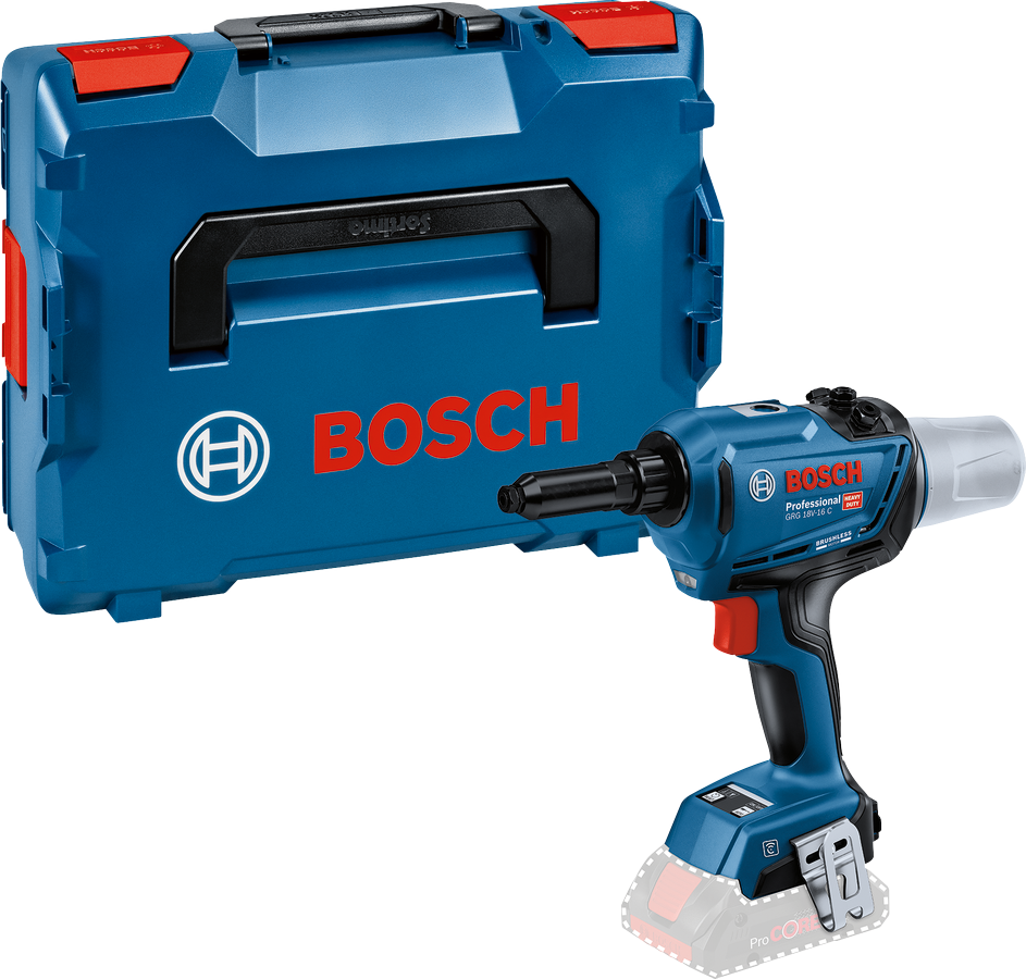 Bosch Akku-Nietpistole GRG 18V-16 C (Niet-Ø: 3 - 6,4 mm, Max. Zugkraft: 16000 N, Hublänge: 0 - 25 mm, ohne Akku in L-BOXX 136)