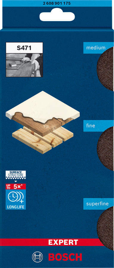 Bosch EXPERT S471 Schaumstoff-Schleifschwamm (69 x 97 x 26 mm mittel, fein, superfein)
