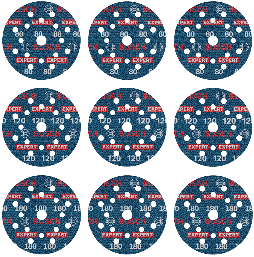 Bosch Expert Folienschleifscheiben Set O780 Ø 125 mm K80/K120/K180 9 tlg. (2608902407)