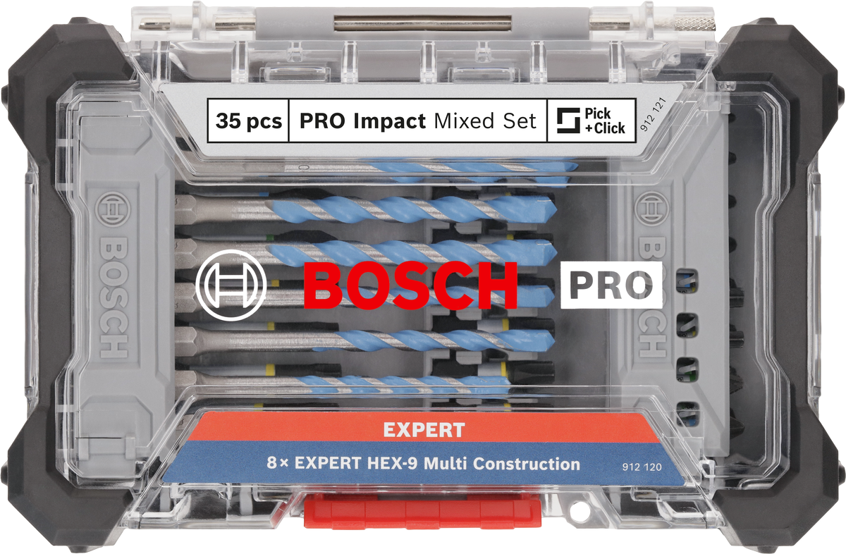 Bosch PRO Impact Schrauberbits und Multi Construction Bohrer Set in Kassette 35 tlg. (2608521U82)