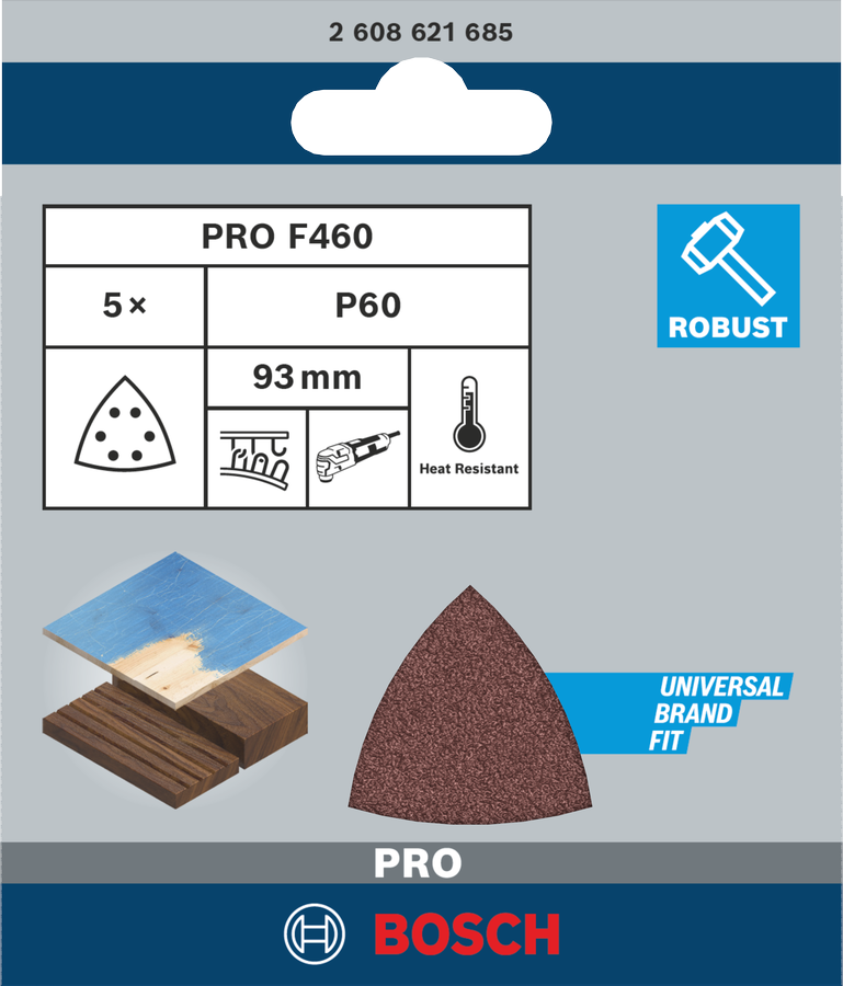 Bosch Pro Schleifpapier Klett F460 BfWP 93x93 mm P60 2608621685