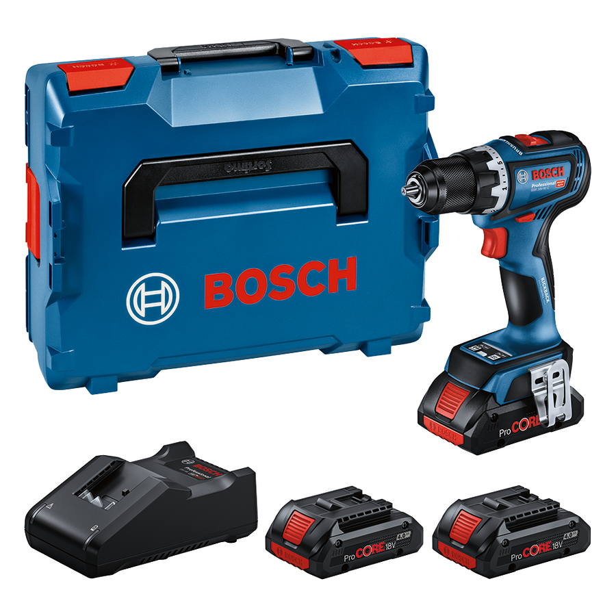 Bosch Professional GSR 18V-90 C Akku-Bohrschrauber bürstenlos 64 Nm 3 x 4.0 Ah ProCore und Lader in L-Boxx 136 (0615A5002R)