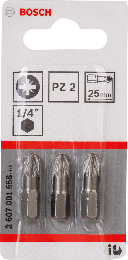 Bosch Schrauberbit Extra-Hart 1/4" PZ2 x 25 mm 3 Stk. (2607001558)
