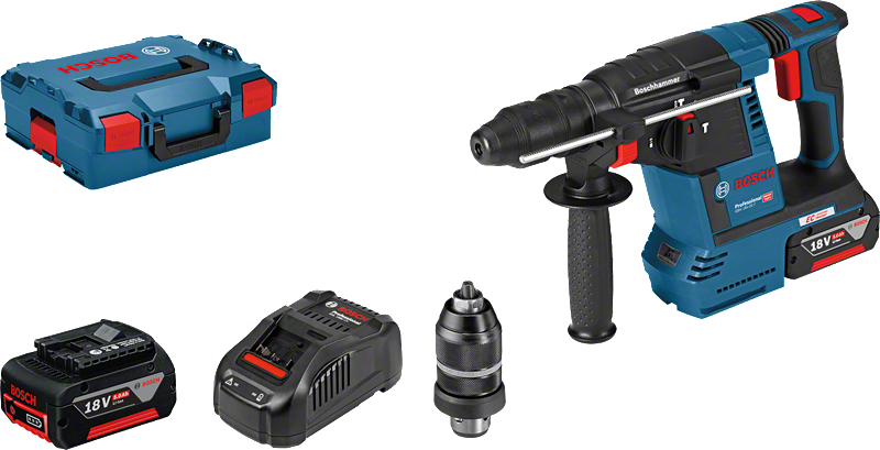 Bosch Professional GBH 18V-26F Akku-Bohrhammer SDS plus 2.6 Joule mit 2x 6.0 Ah Akku und Lader in L-Boxx 136