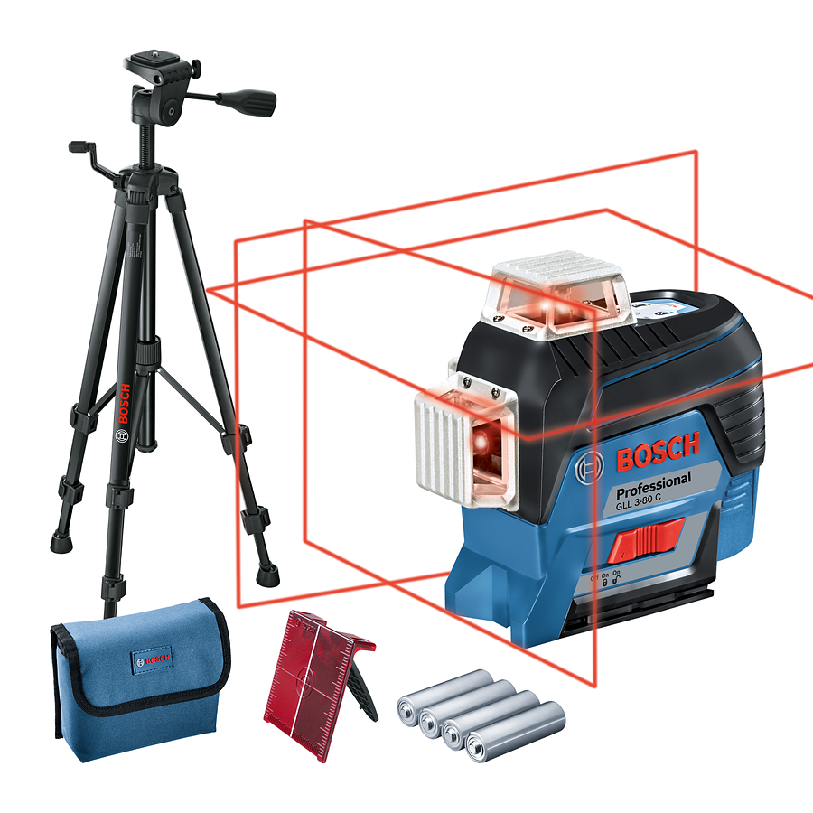 Bosch Professional GLL 3-80 C Linienlaser mit 4x Batterie und Stativ in Tasche