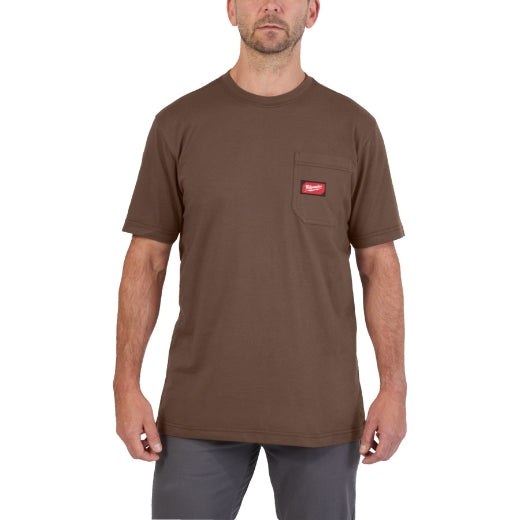 Milwaukee Arbeits-T-Shirt WTSS mit UV-Schutz kurzaermlig braun