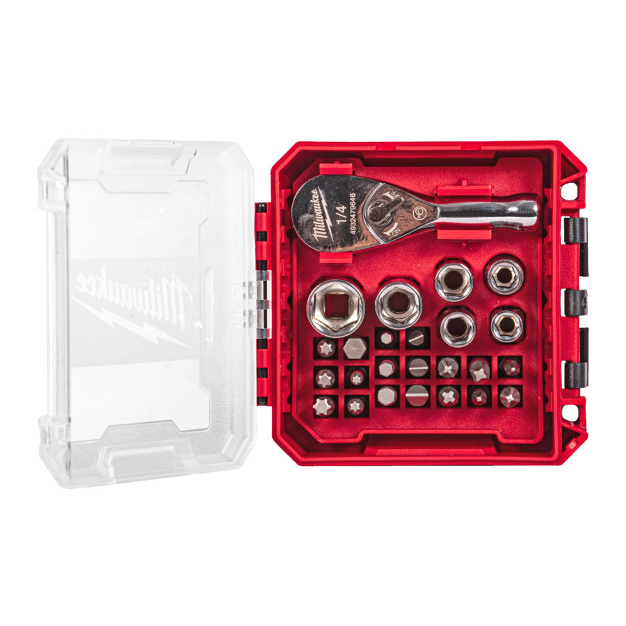 Milwaukee ¼″ Kompakt-Ratschen-Bit-Set in Packout Kassette 25 tlg. (4932499470)