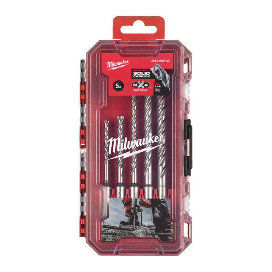 Milwaukee MX4 Hammerbohrer SDS-Plus Set in Packout Kassette 5 tlg. (4932500063)