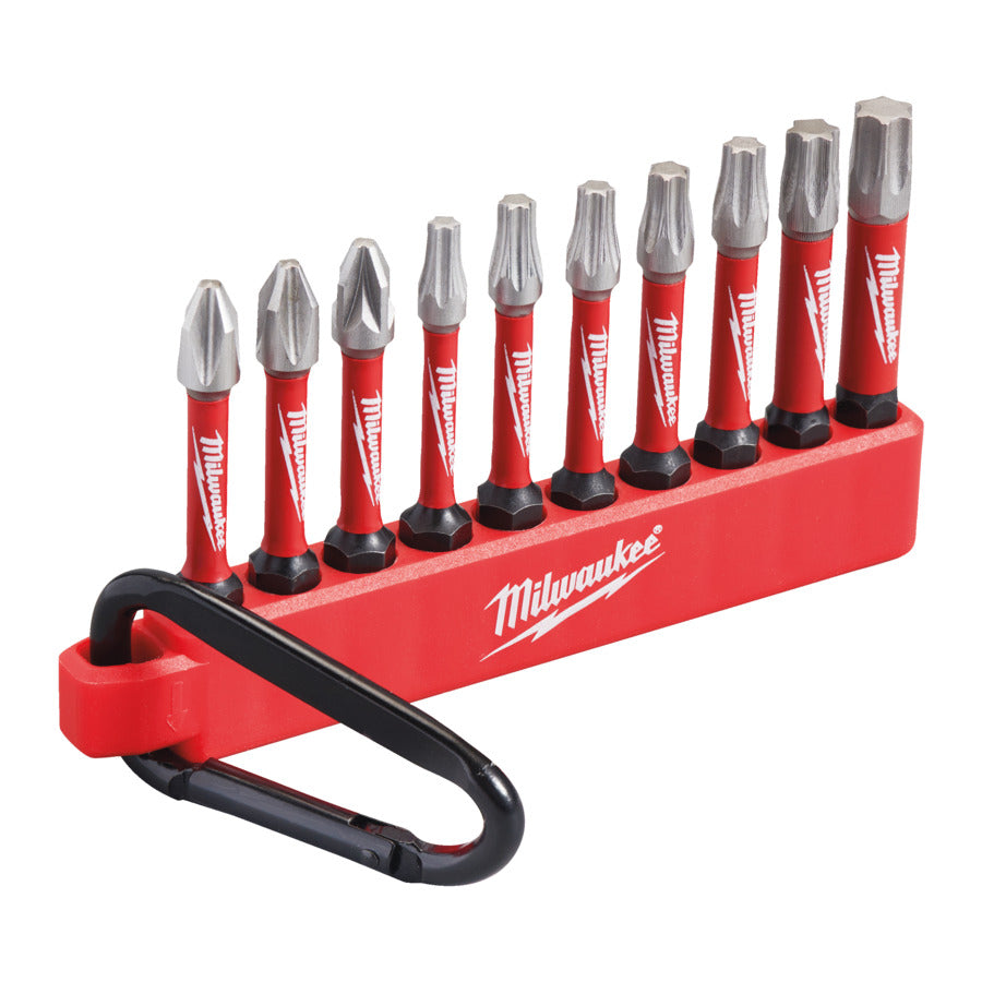 Milwaukee® Shockwave Bit-Set mit Karabiner PH2 / PZ2 / TX15 / TX20 / TX25 / TX30 / TX40 10tlg.