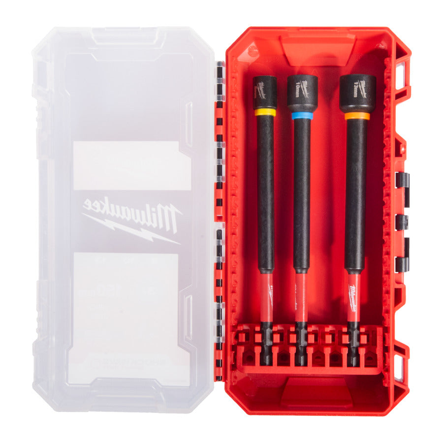 Milwaukee Shockwave Steckschlüsselset 150 mm Hex Set lang in Packout Box 3 tlg. (4932499426)