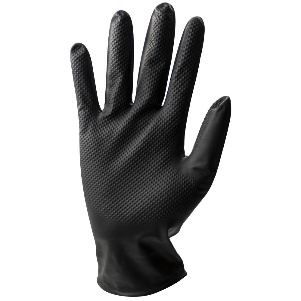 STRONGHAND Einweghandschuh Grip Nitril schwarz latex-und puderfrei Gr. 7/8/9/10/11 in Box 50 Stück