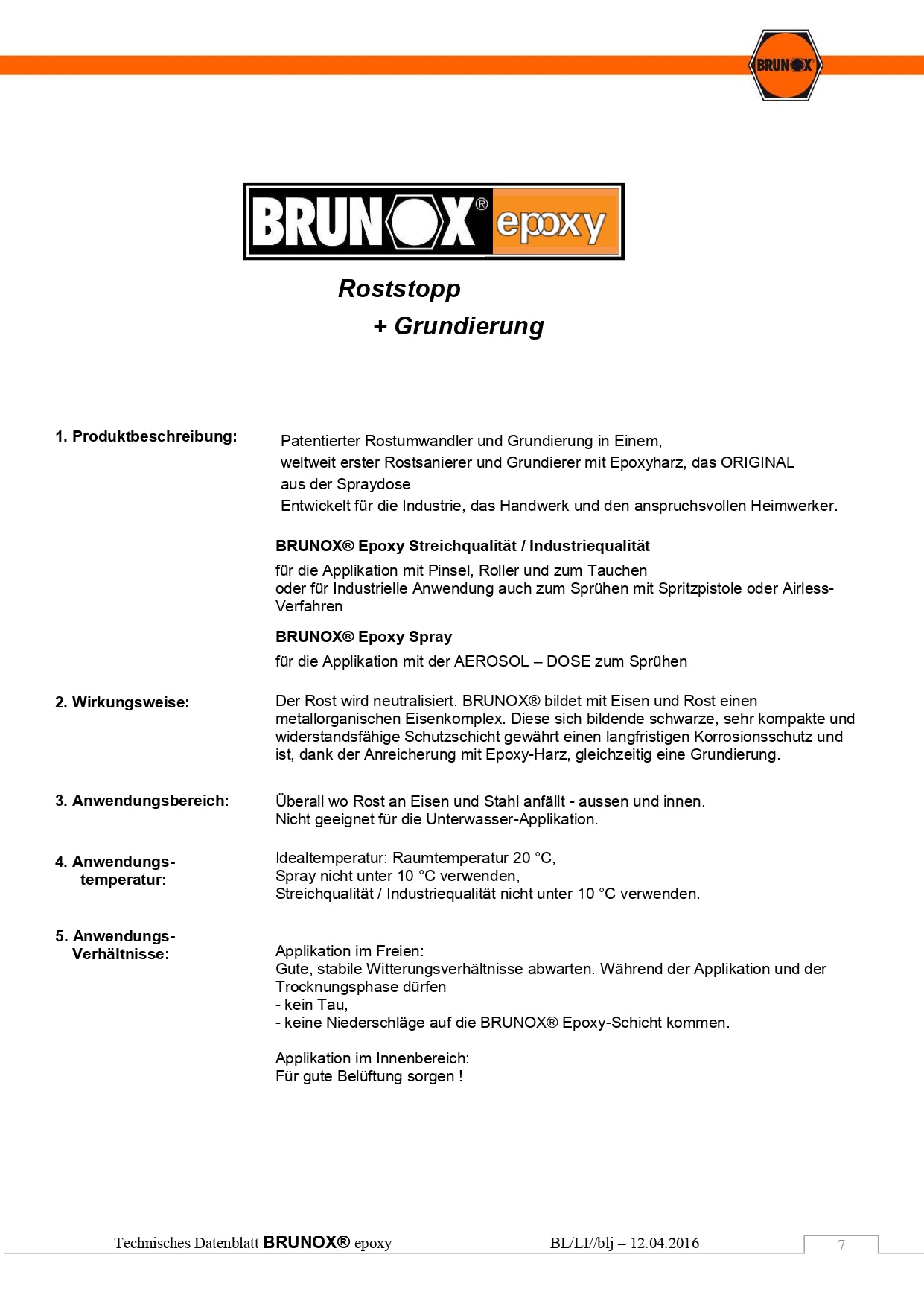 BRUNOX Epoxy 1000 ml Patentierter Roststopp & Grundierer in Einem