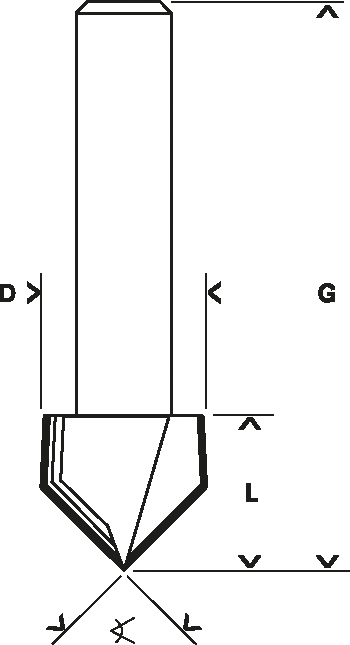 Bosch Professional V-Nutfräser, 8 mm, D1 16 mm, L 16 mm, G 45 mm, 90°