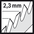 2.3 mm Zahnteilung