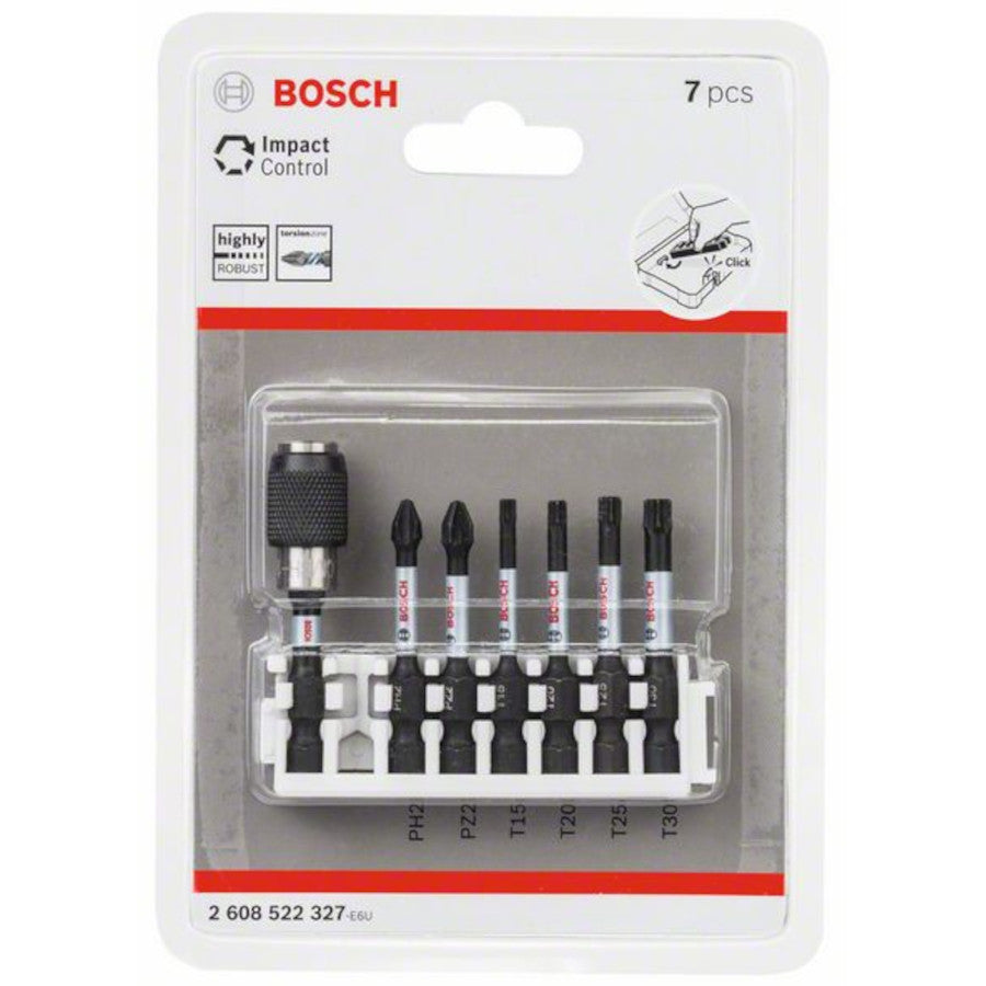 Bosch Impact Control Schrauberbit-Set Pick&Clic PH2/PZ2/T15/T20/T25/T30 + Bithalter  7 tlg.