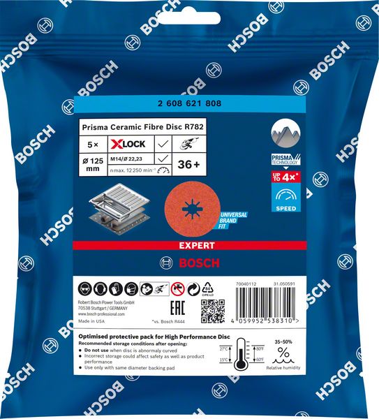 Bosch Professional Expert X-Lock Fiberscheibe R782 Prisma Ceramic Ø 125 mm K 36 5tlg