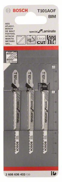 Bosch Professional Stichsägeblatt T 101 AOF Special for Laminate für kurvenschnitte in Holz