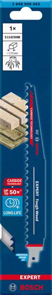 Bosch Expert Säbelsägeblatt S 1142 KHM Tough Wood 225 mm lang für zähes Bauholz