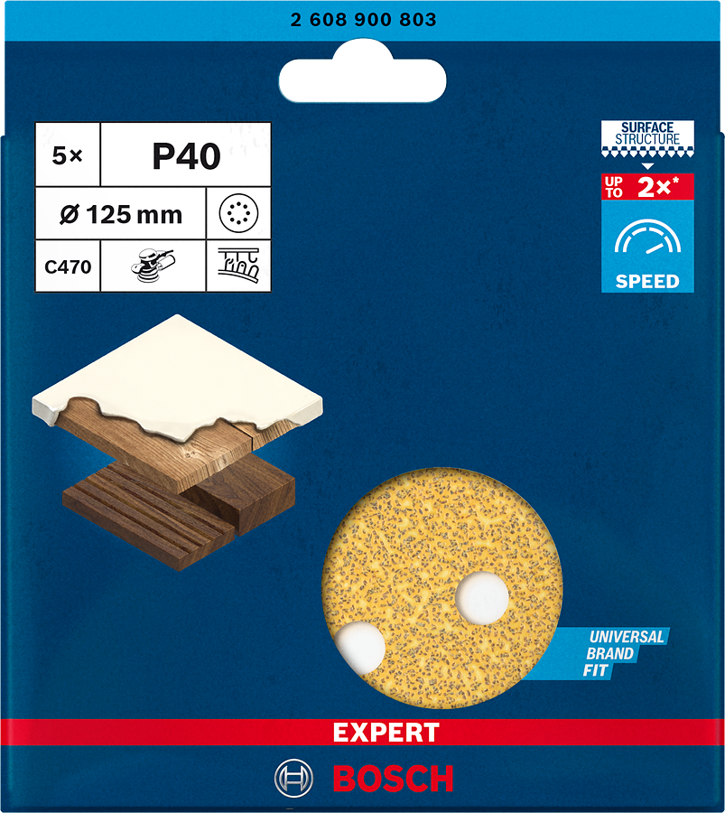 Bosch Professional Expert Schleifpapier C470 mit 8 Löchern für Exzenterschleifer Ø 125 mm K40