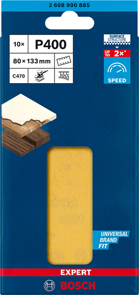 Bosch Professional Expert Schleifpapier C470 mit 8 Löchern für Schwingschleifer 80 x 133 mm P400 10 tlg.