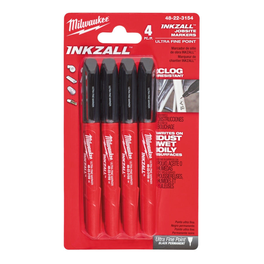 Milwaukee INKZALL Feine Marker Fineliner in schwarz 4tlg.