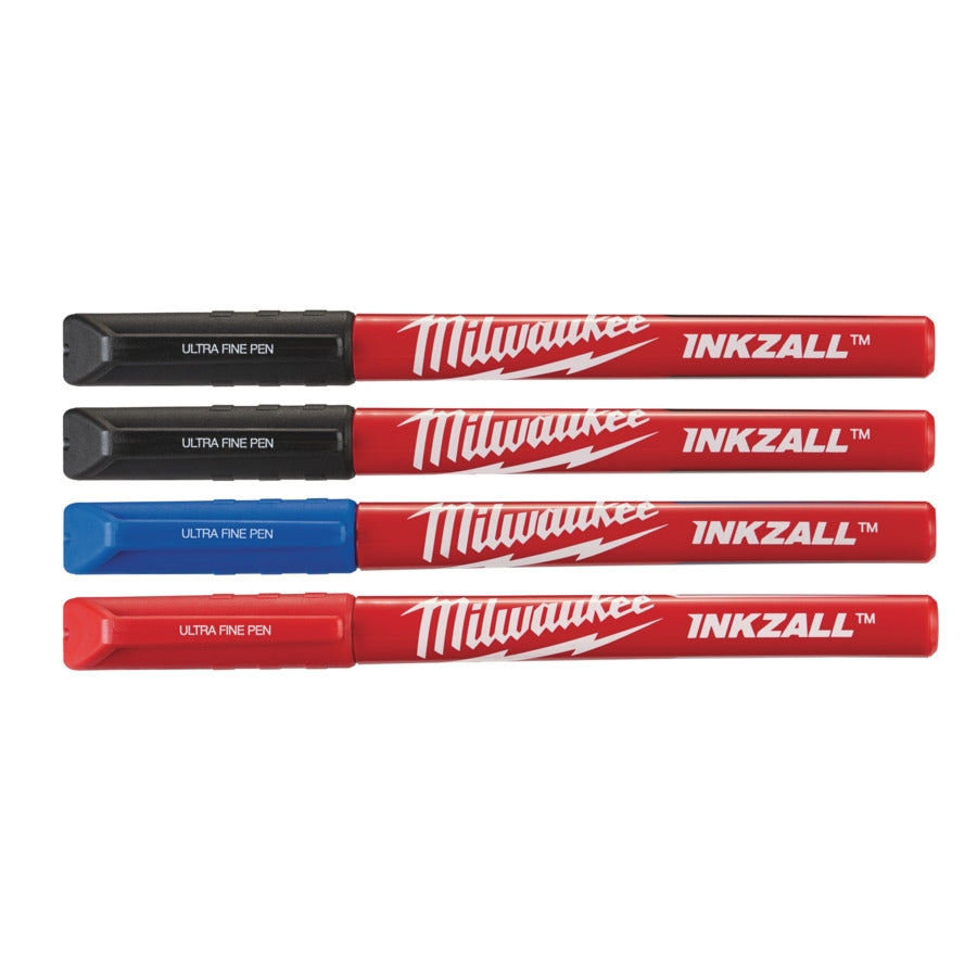 Milwaukee INKZALL Feine Marker Fineliner bunt (schwarz/blau/rot) 4tlg.