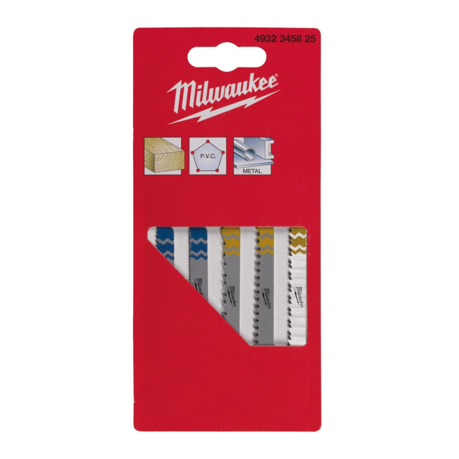 Milwaukee Stichsägeblatt-Set für Holz / PVC + Metall mit T-Aufnahme 5 Stück