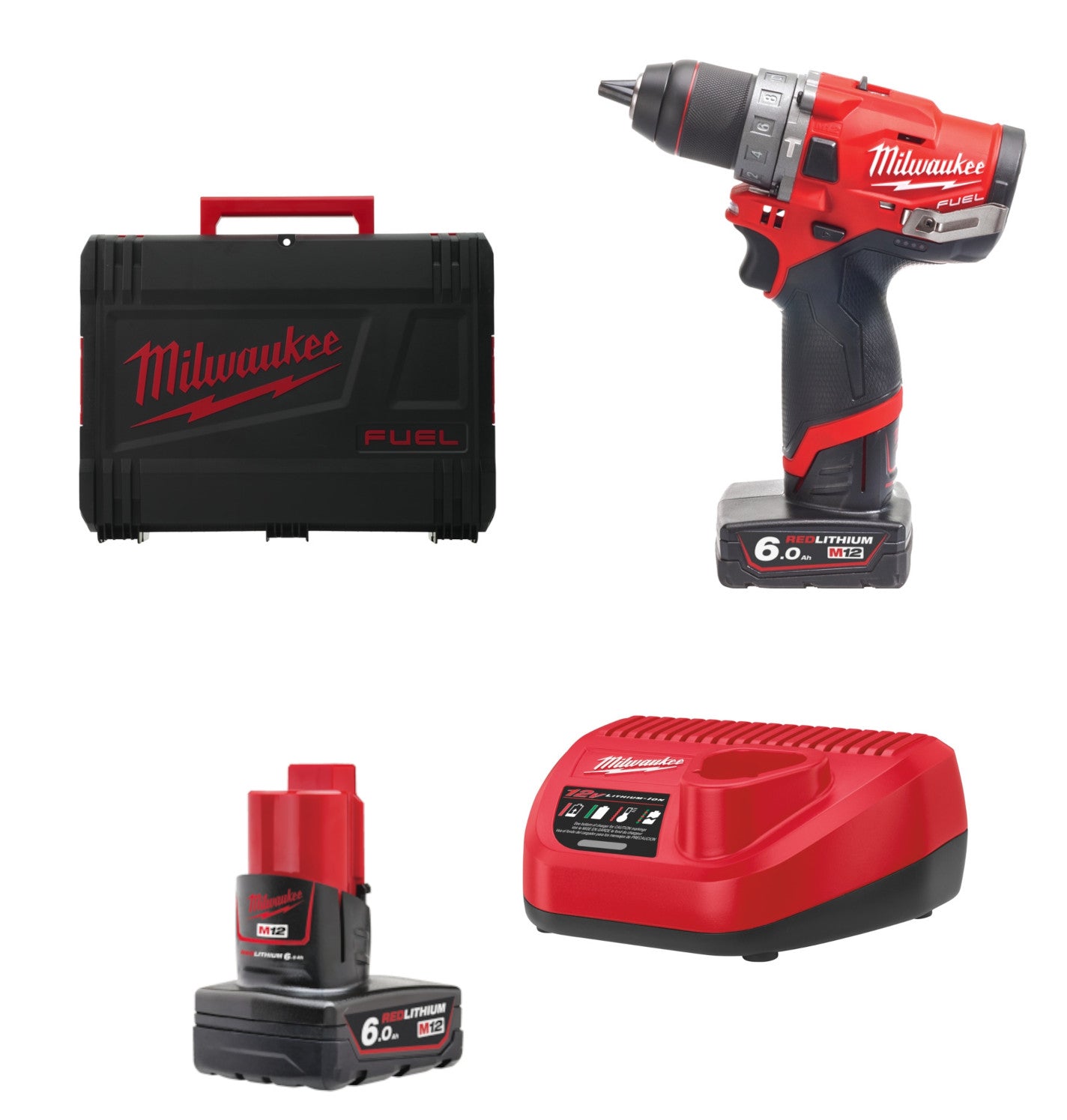 Milwaukee M12 FPD-602X FUEL Akku-Schlagbohrschrauber 44 Nm 2x M12B6 und Lader in HD-Box