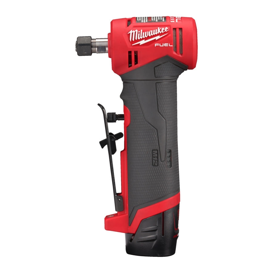 Milwaukee M12 FDGA-422B FUEL Akku-Geradschleifer, abgewinkelt mit 2x Akkus und Lader in Tasche (4933471439)