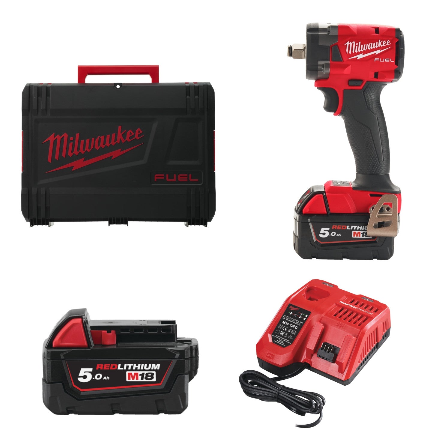 Milwaukee M18 FIW2F12-502X FUEL Akku-Kompakt-Schlagschrauber 1/2" vierkant mit Sprengring